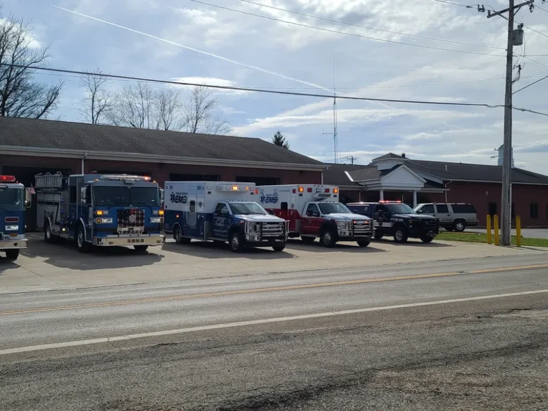 Photo courtesy of Franklin Township, showing their EMS and fire vehicles.