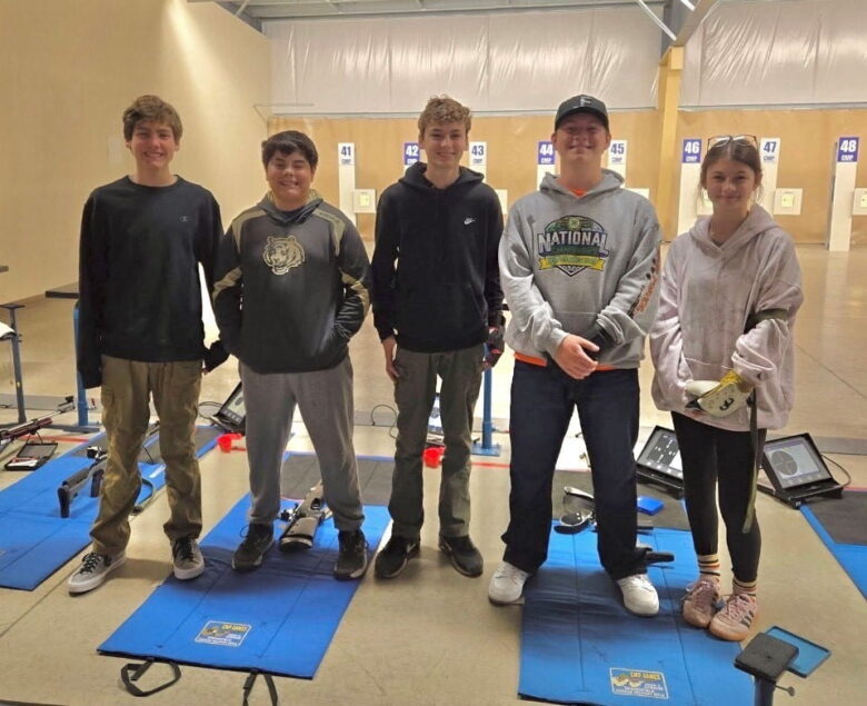 The Clermont County 4-H Air Rifle Team—coached by Barry Cole and Bruce Voorhees—had five shooters submit scores in the competition: Will Walker, Tate Bieber, Will Desgrange, Sam Queen, and Charlotte Queen