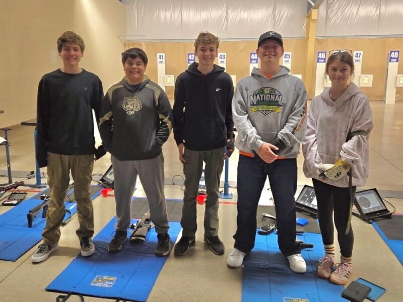 The Clermont County 4-H Air Rifle Team—coached by Barry Cole and Bruce Voorhees—had five shooters submit scores in the competition: Will Walker, Tate Bieber, Will Desgrange, Sam Queen, and Charlotte Queen