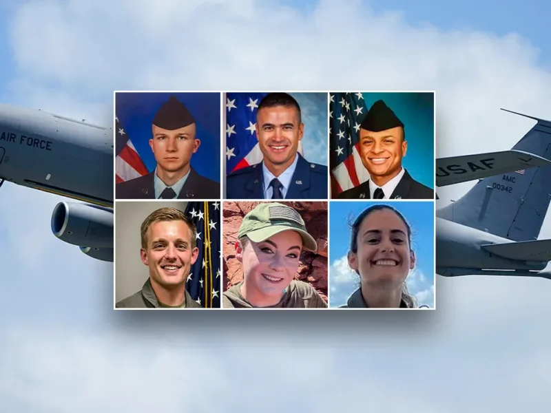Those killed were Maj. John "Alex" Klinner, 33; Capt. Ariana Savino, 31; Tech. Sgt. Ashley Pruitt, 34; Capt. Seth Koval, 38; Capt. Curtis Angst, 30; and Tech. Sgt. Tyler Simmons, 28.