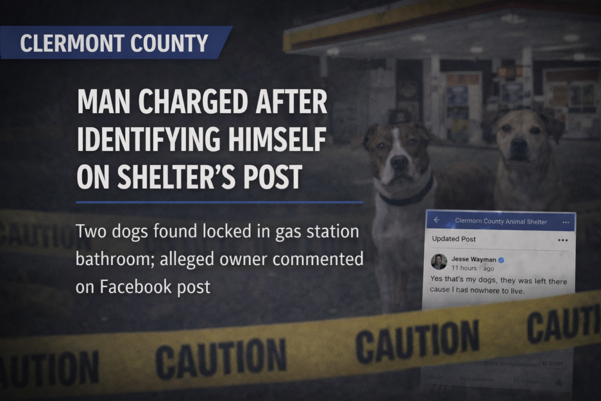 Homeless man ditches dogs in gas station bathroom, now facing charges