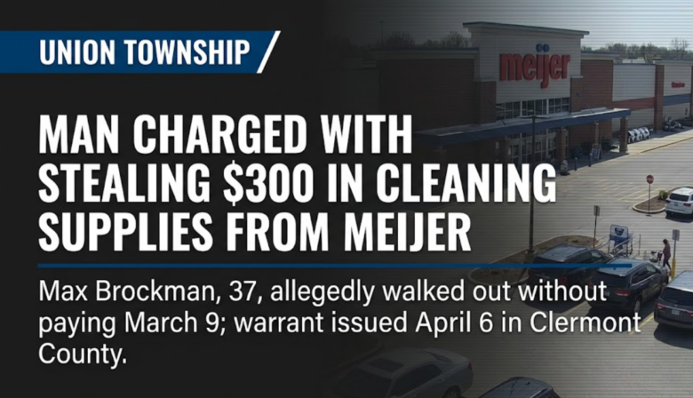 Union Township man charged with stealing $300 worth of cleaning supplies from Meijer