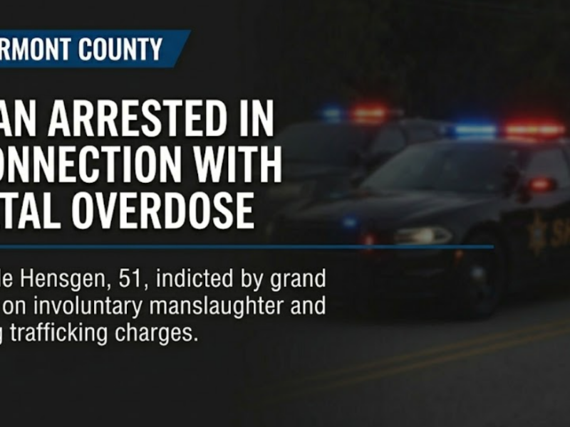 Clermont County man arrested on multiple felony charges in connection with fatal overdose