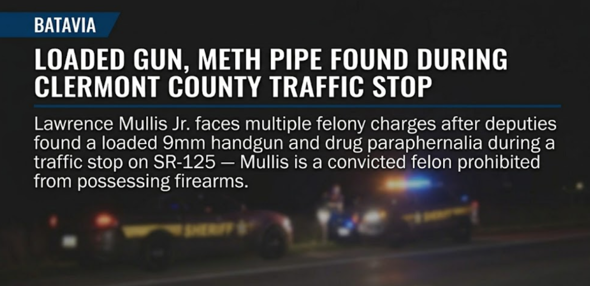 Loaded gun, meth pipe found during Clermont County traffic stop