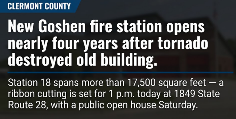 New Goshen fire station opens nearly four years after tornado destroyed old building