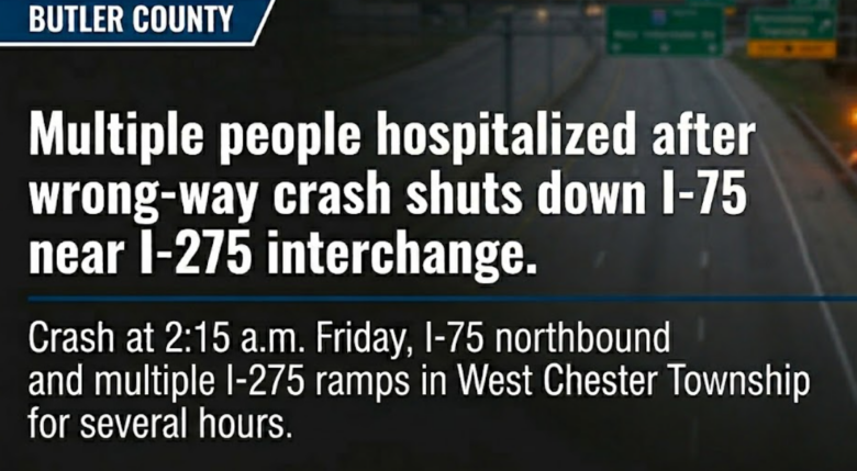Multiple people hospitalized after wrong-way crash shuts down I-75 near I-275 interchange