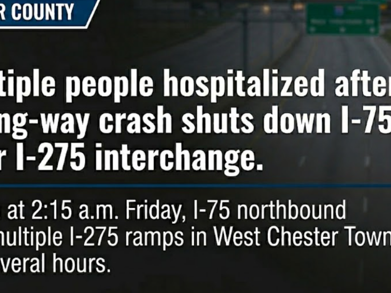 Multiple people hospitalized after wrong-way crash shuts down I-75 near I-275 interchange