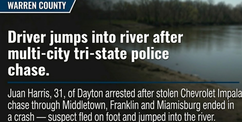 Driver jumps into river after multi-city tri-state police chase