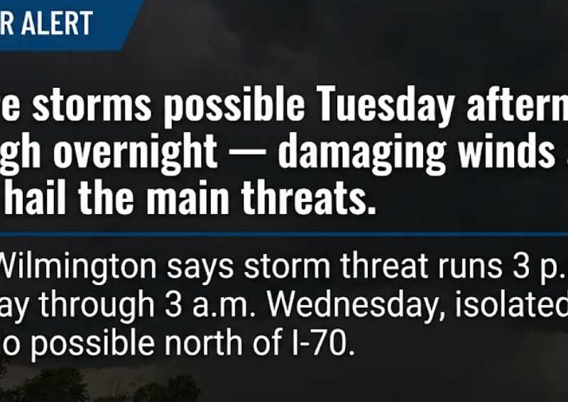 Severe storms possible Tuesday afternoon through overnight, NWS warns of damaging winds and large hail