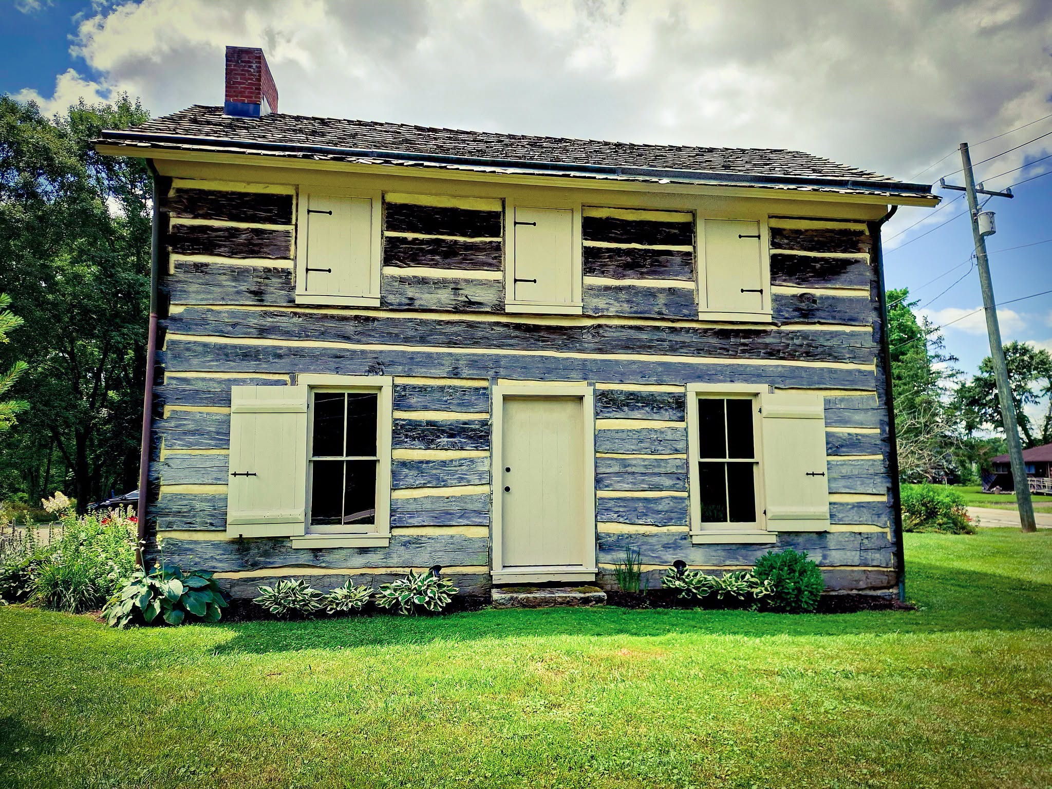 The historic Hartman Log Cabin near Williamsburg, built in 1838