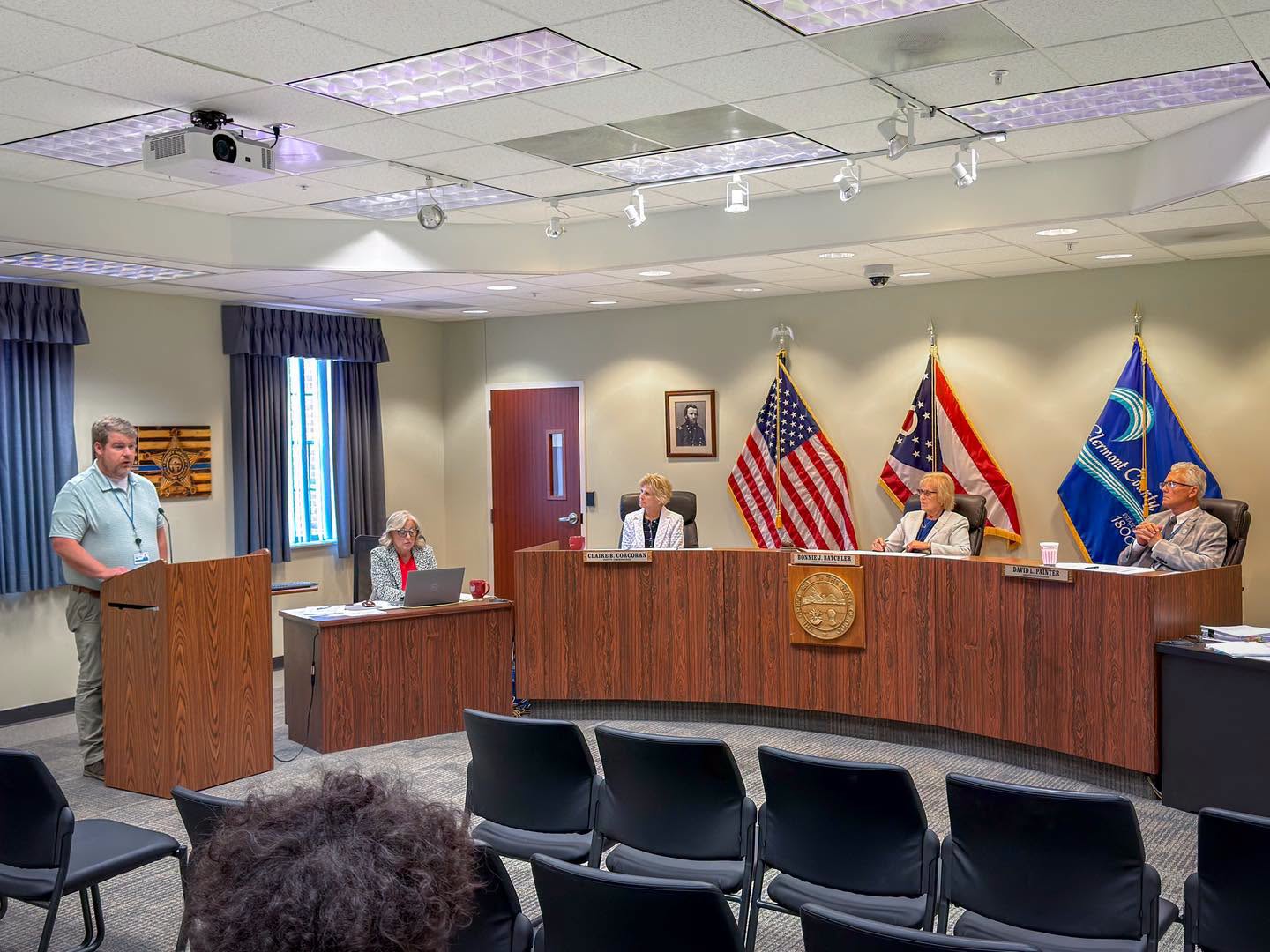 Clermont County commissioners in session in their Batavia chambers