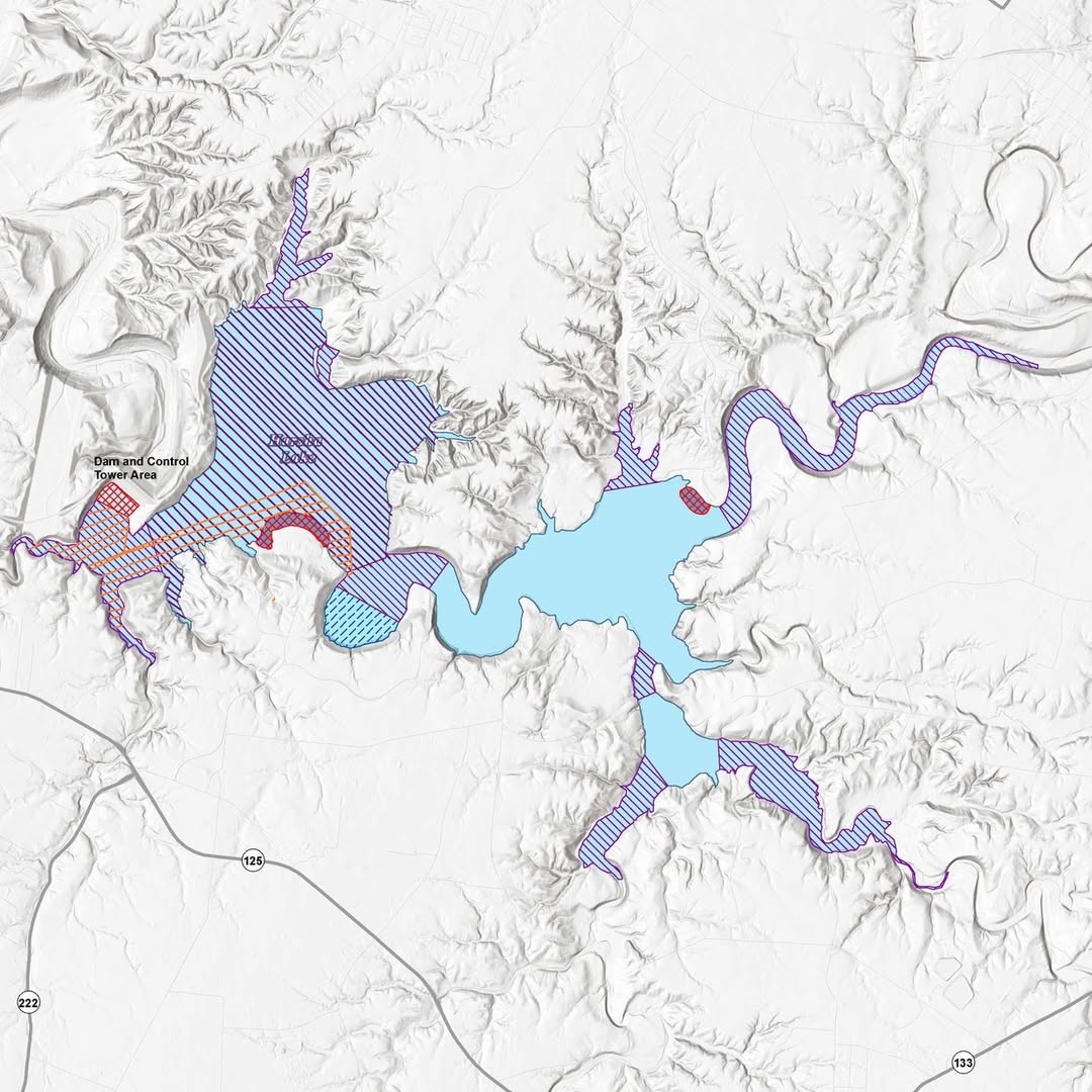 Map of no-wake zone and race restricted areas on Harsha Lake