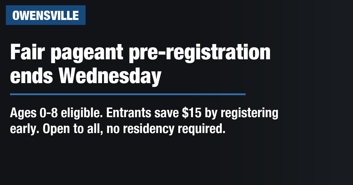 Fair pageant pre-registration ends Wednesday