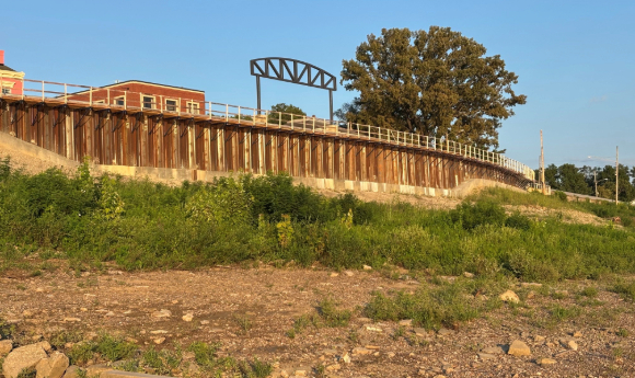 Retaining wall construction at Liberty Landing in New Richmond