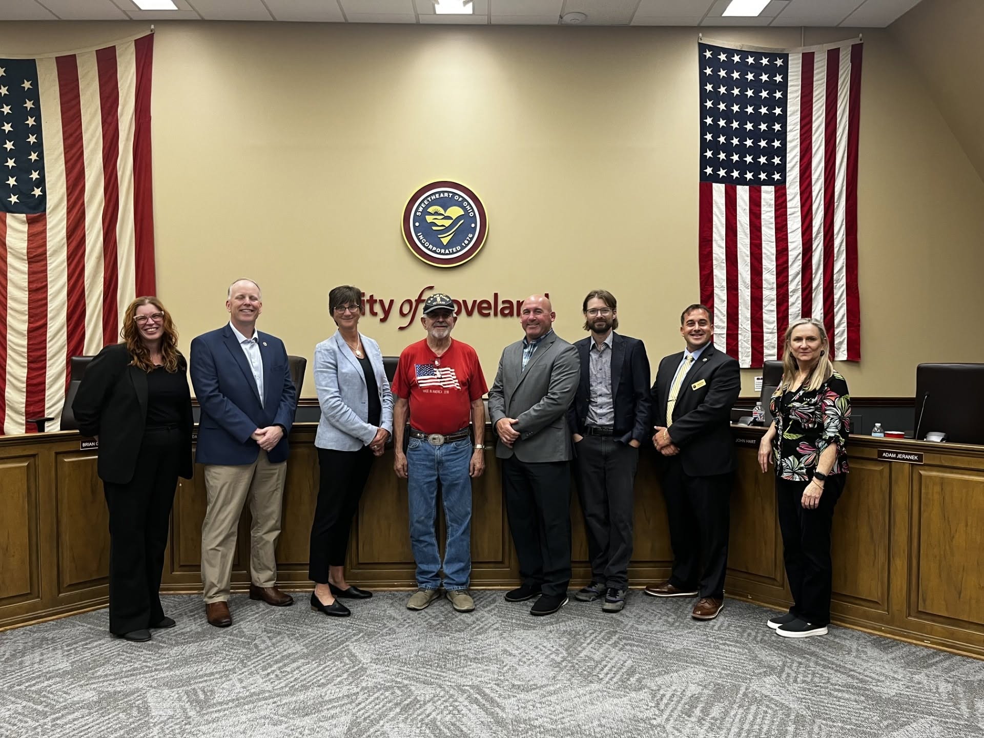 Loveland City Council recognizes Bob Mlinar for flag display in Council Chambers