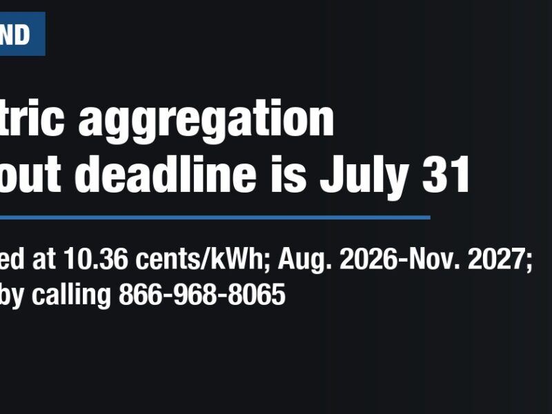 Electric aggregation opt-out deadline is July 31