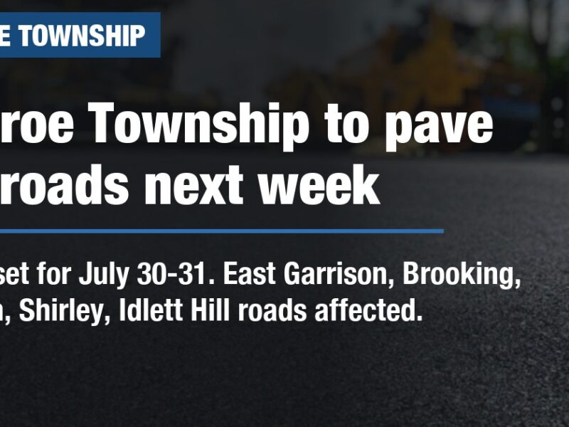 Monroe Township to pave five roads next week