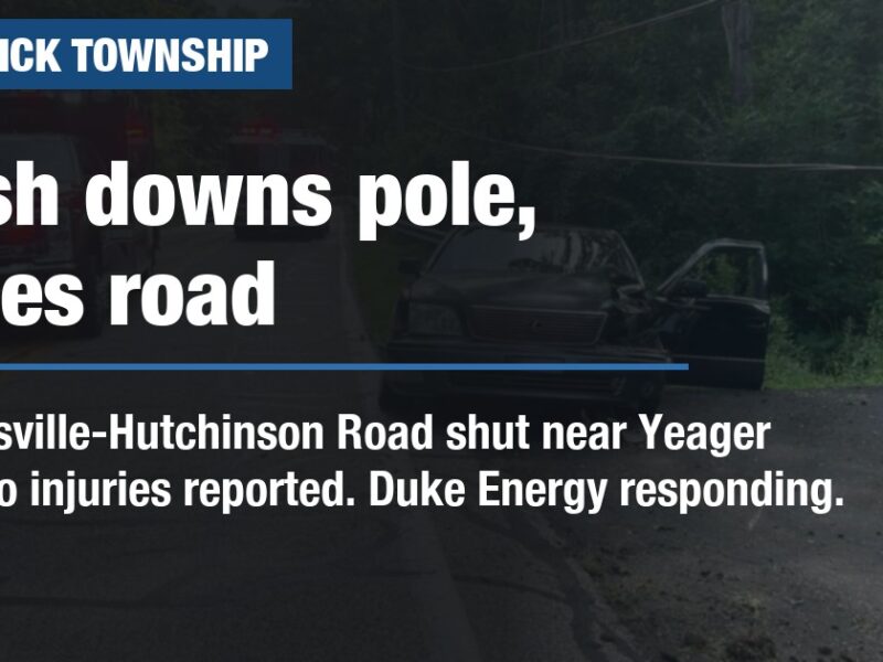 Crash downs pole, closes road