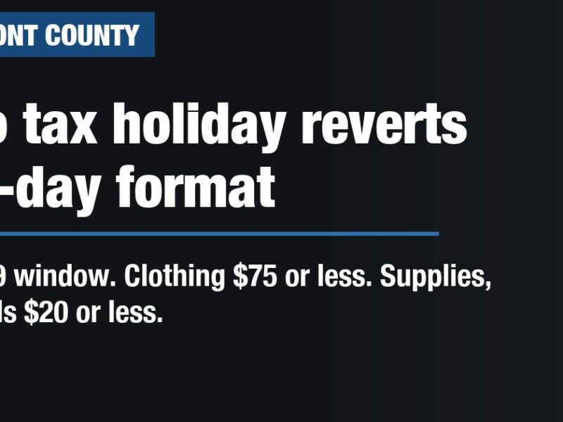 Ohio tax holiday reverts to 3-day format