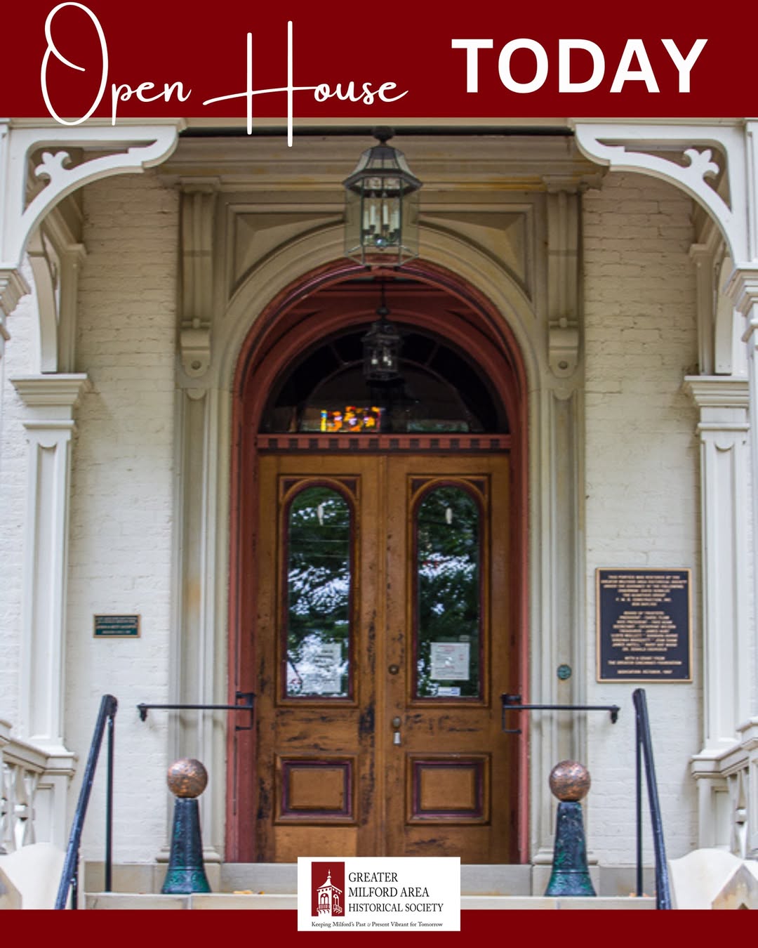 The front entrance of Promont, the 1865 Victorian mansion in Milford