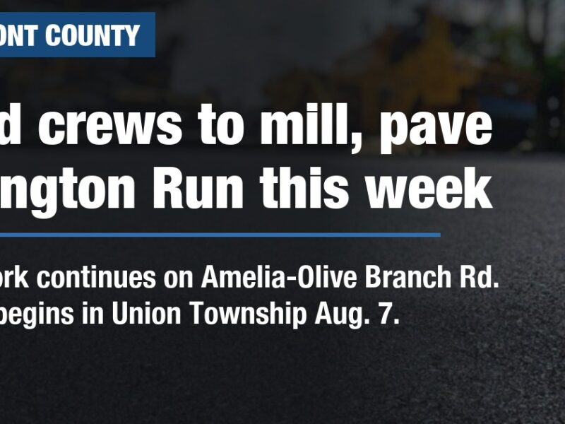 Road crews to mill, pave Lexington Run this week