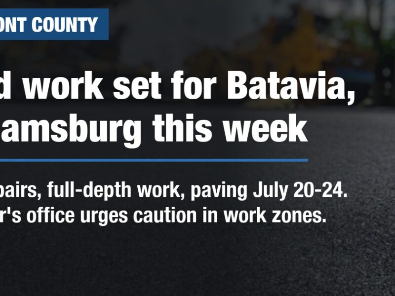 Road work set for Batavia, Williamsburg this week