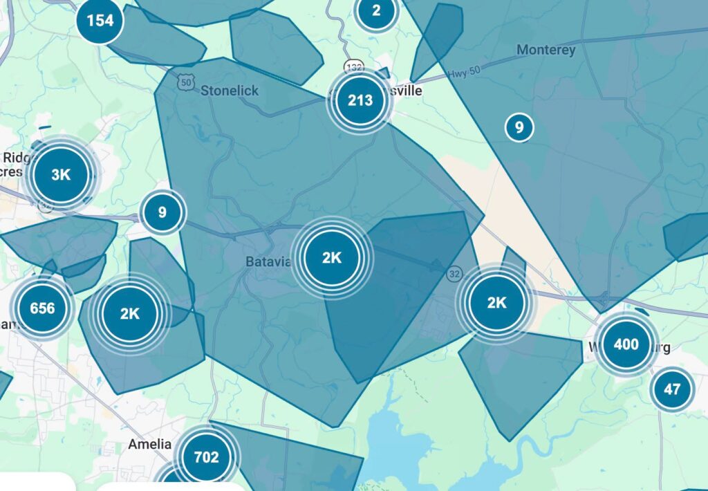 Duke Energy outage map shows widespread power loss around Batavia