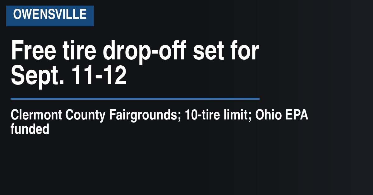 Free tire drop-off set for Sept. 11-12