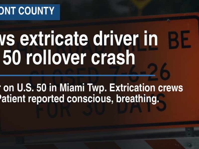 Crews extricate driver in U.S. 50 rollover crash