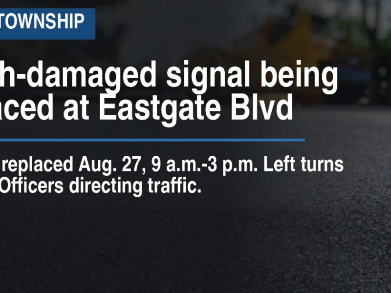 Crash-damaged signal being replaced at Eastgate Blvd