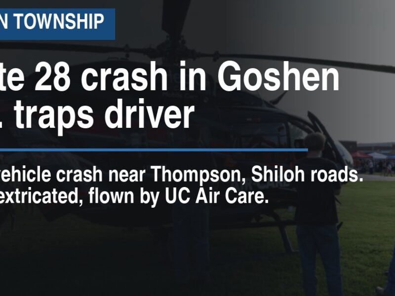 Route 28 crash in Goshen Twp. traps driver