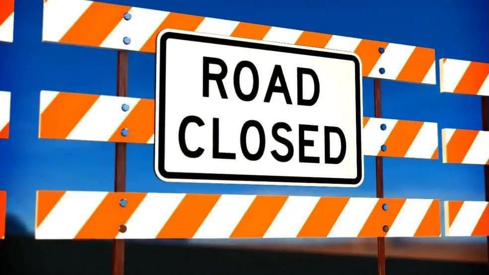Road closed sign