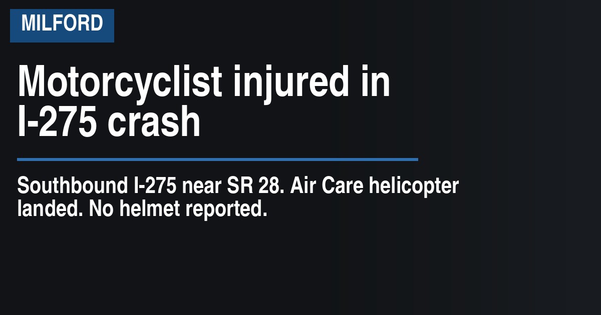 Motorcyclist injured in I-275 crash