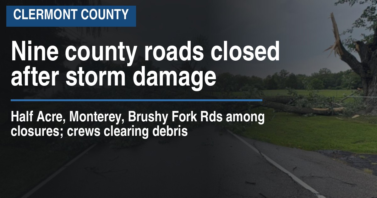 Nine county roads closed after storm damage