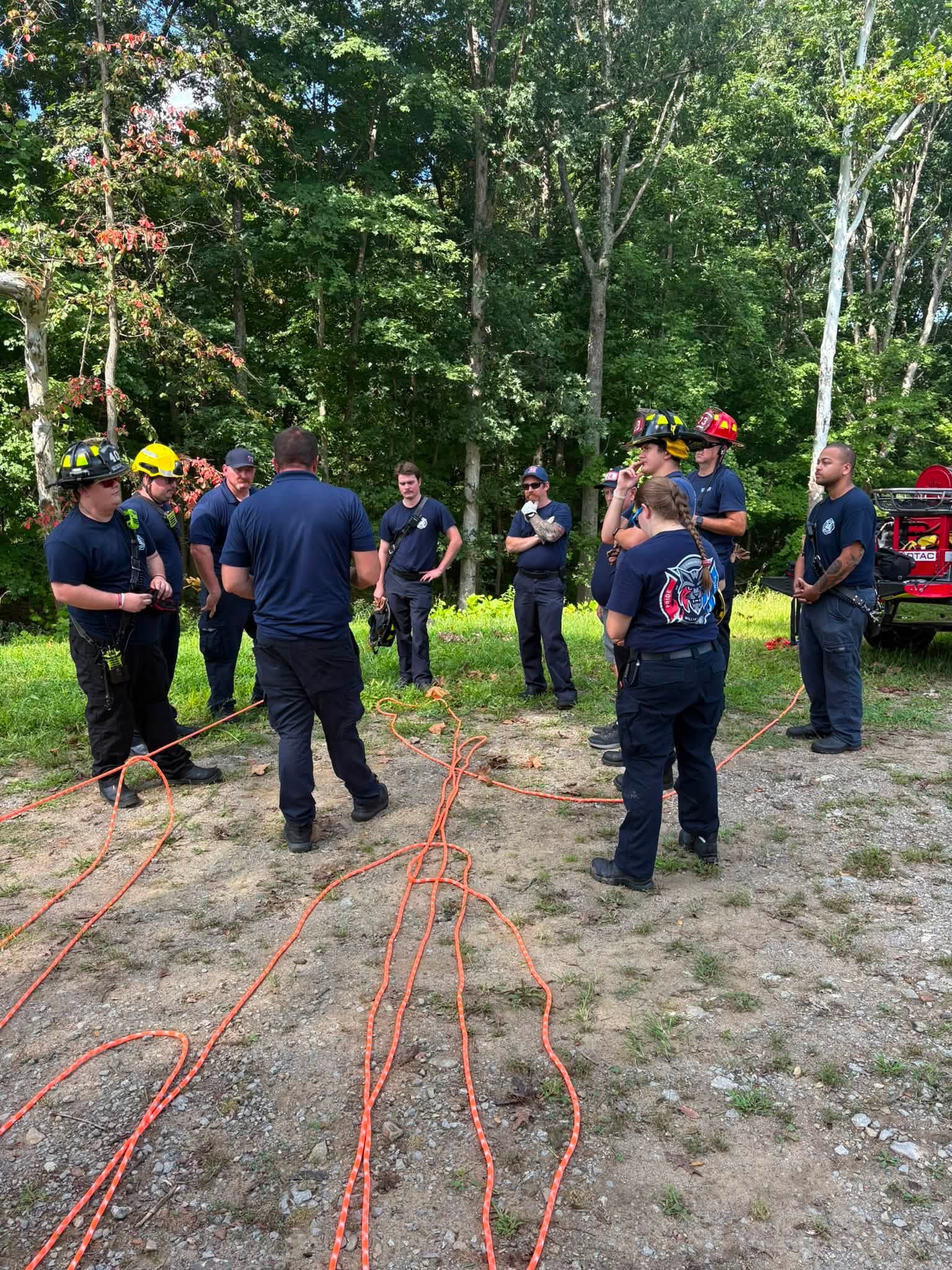 Crews from four Clermont County departments gather during rope rescue training