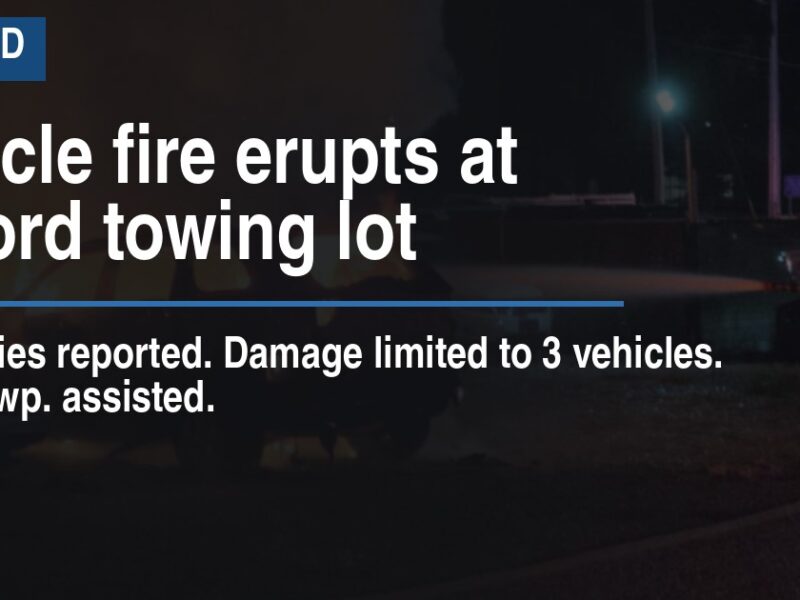 Vehicle fire erupts at Milford towing lot