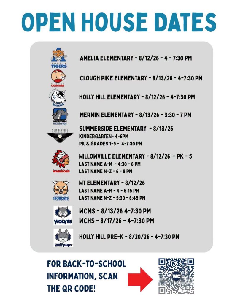 West Clermont Open House schedule for 2026-27
