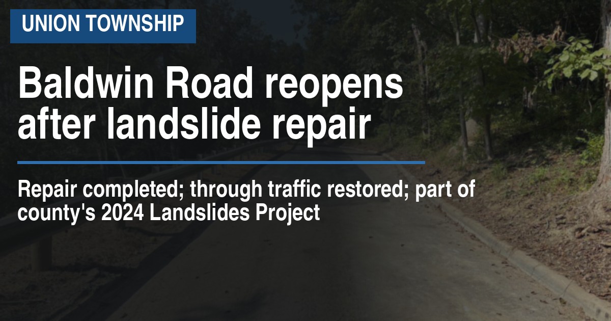 Baldwin Road reopens after landslide repair