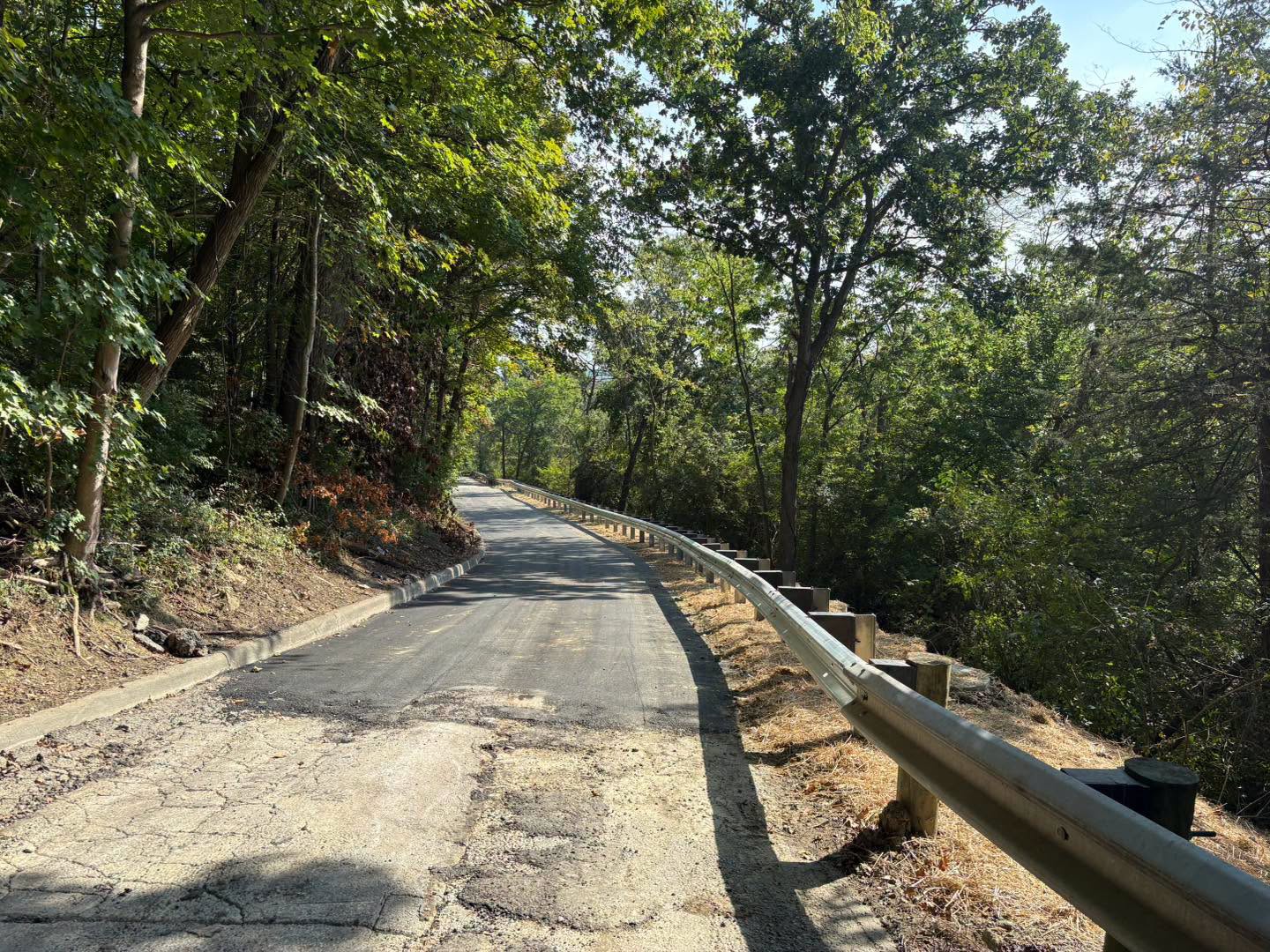 New guardrail along the repaired Baldwin Road hillside