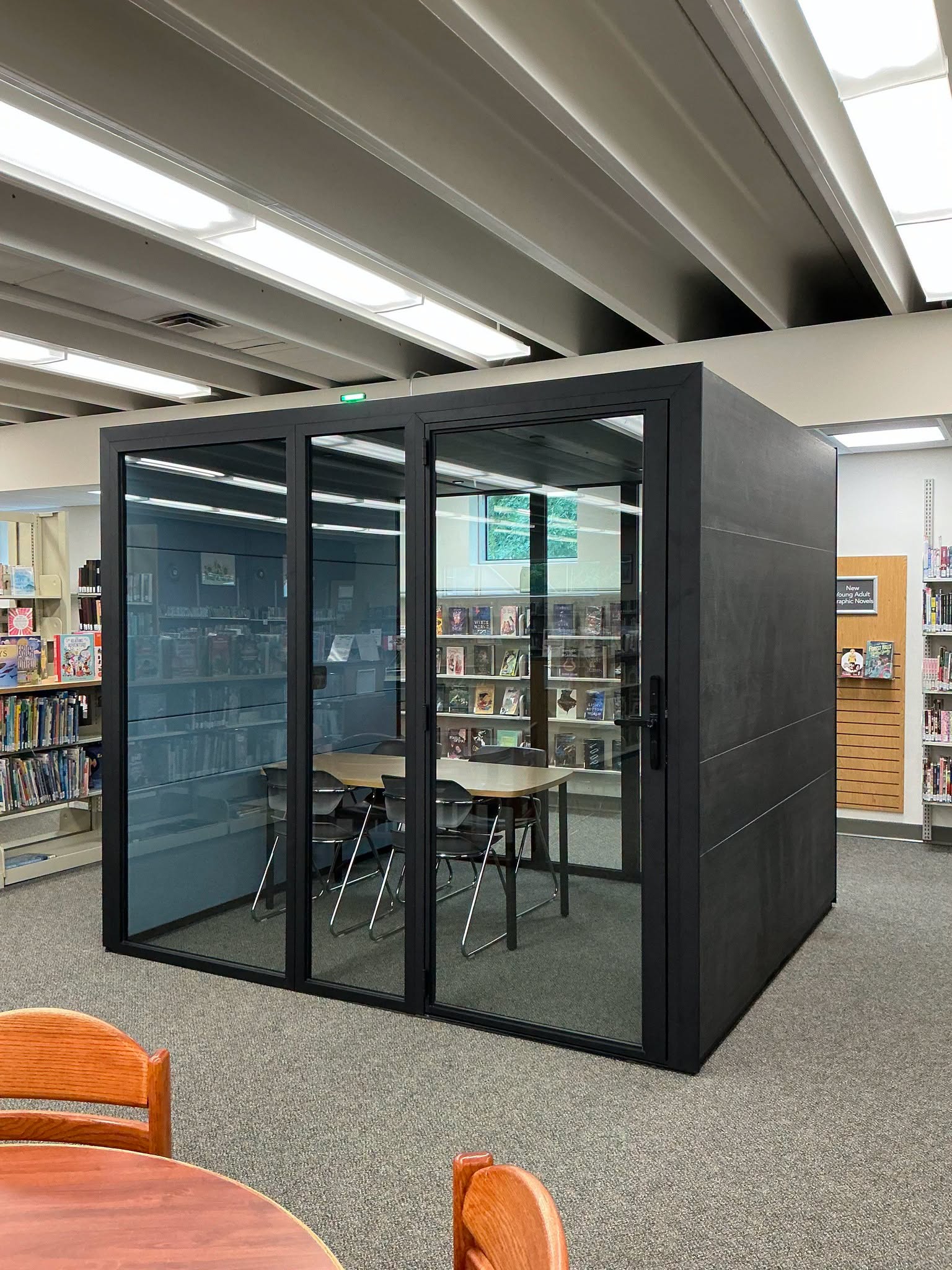 New soundproof study pod at Clermont County Public Library's Batavia Branch