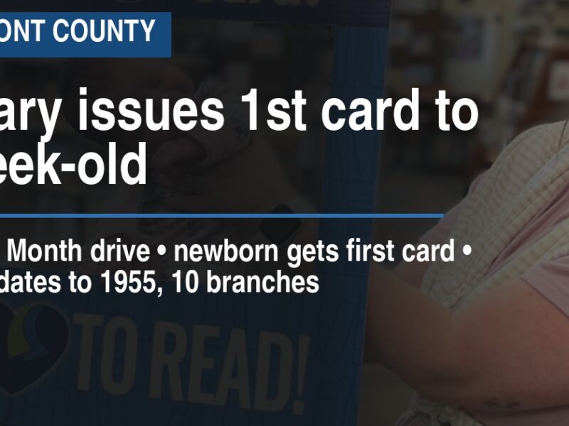 Library issues 1st card to 2-week-old