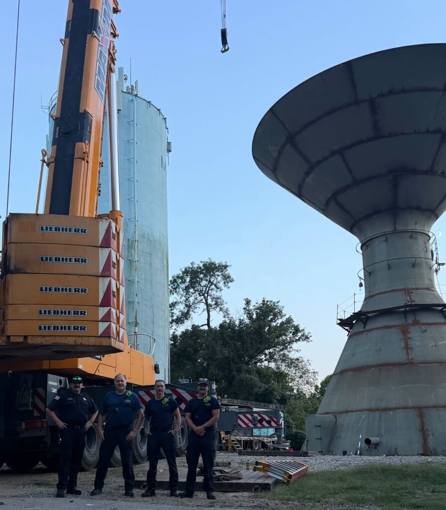 Milford firefighters at new Wallace Avenue water tower site