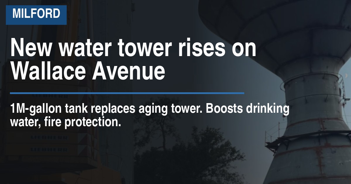 Milford’s new million-gallon water tower takes shape on Wallace Avenue