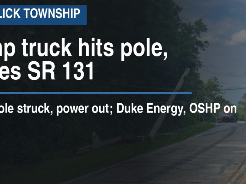 Dump truck hits pole, closes SR 131