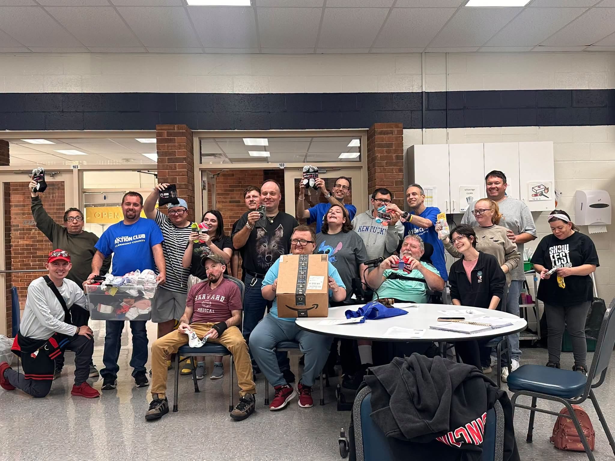 Aktion Club of Clermont County members with donated socks
