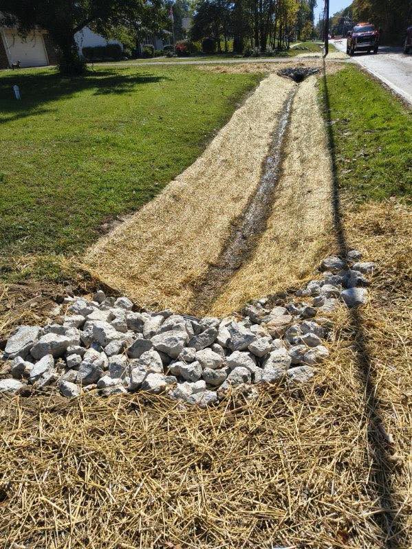 Completed drainage work along Amelia-Olive Branch Road