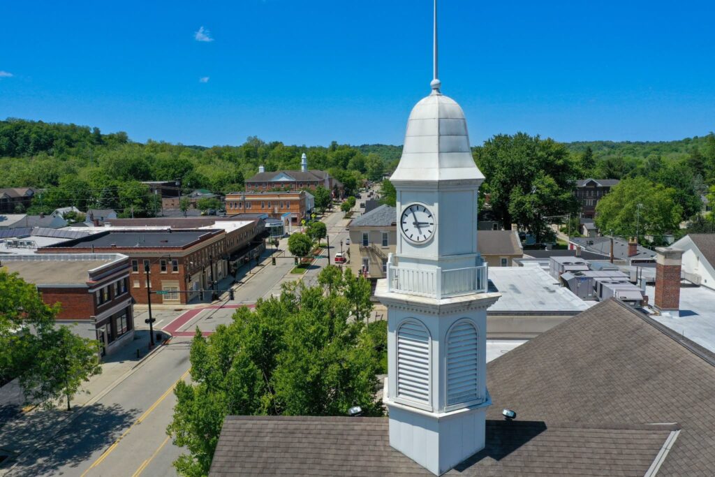 Aerial view of downtown Batavia, Ohio