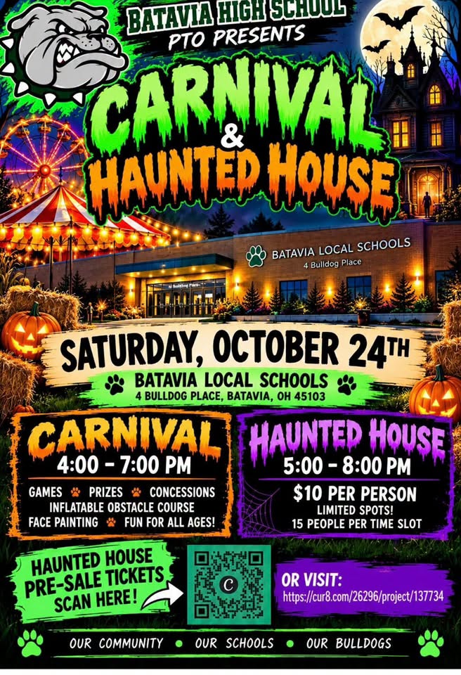 Batavia High School PTOs Carnival and Haunted House flyer