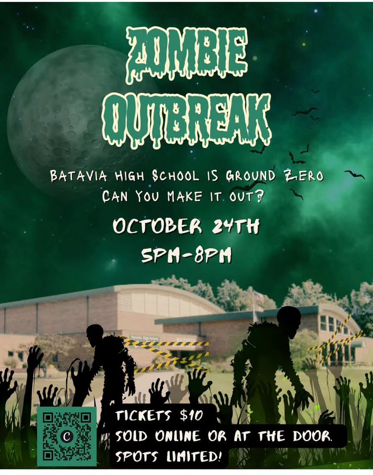 Zombie Outbreak haunted house flyer for Batavia High School