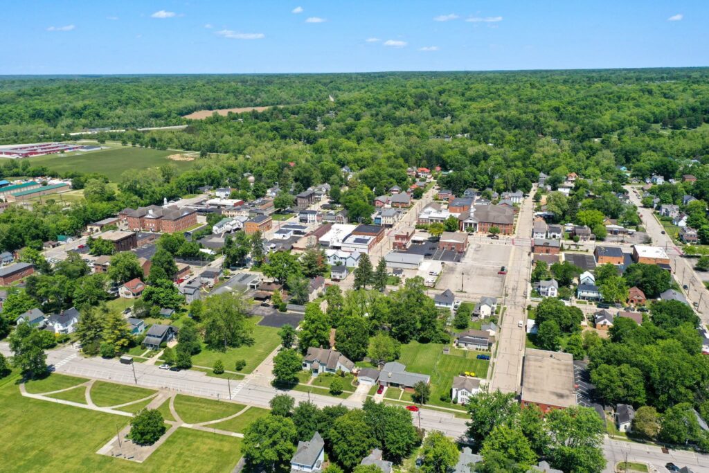 Aerial view of downtown Batavia, Ohio